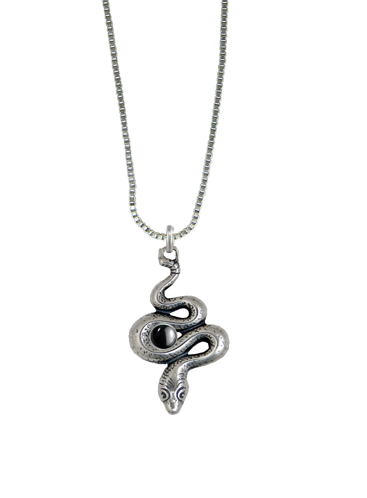 Sterling Silver Little Snake Pendant With Hematite